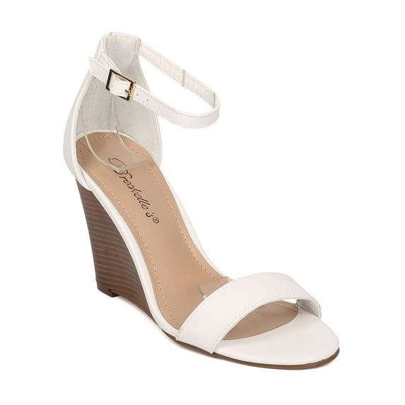 Women Leatherette Open Toe Ankle Strap Wedge Sandal HA89
