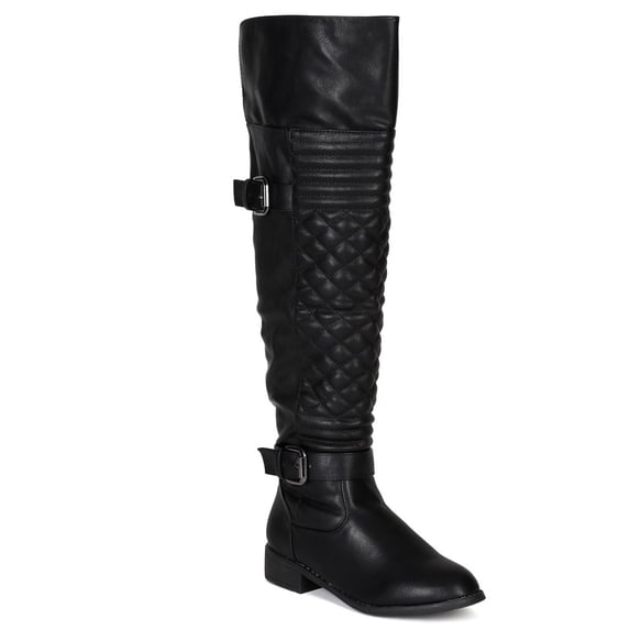 Women Leatherette Quilted Knee High Riding Boot BF20