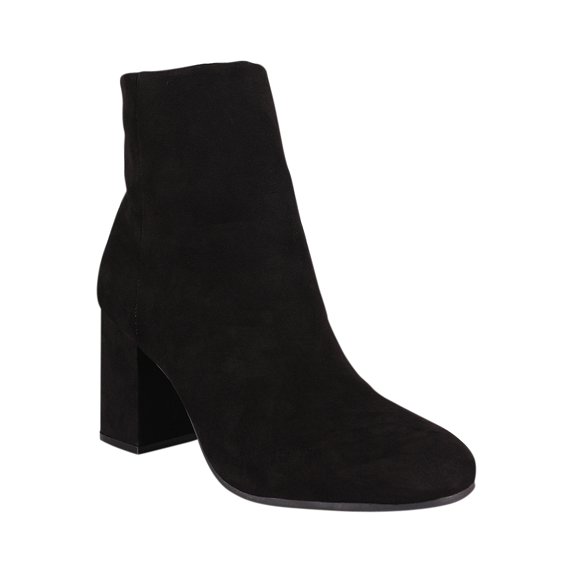 Women Leatherette Round Toe Chunky Heeled Booties 18417