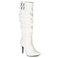 thumbnail image 1 of Women Leatherette Slouchy Pointy toe Calf High Mid Stiletto Heel Riding Boot BE53, 1 of 5