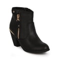 thumbnail image 1 of Women Leatherette Zip Gold Tip Riding Ankle Bootie CI61, 1 of 5