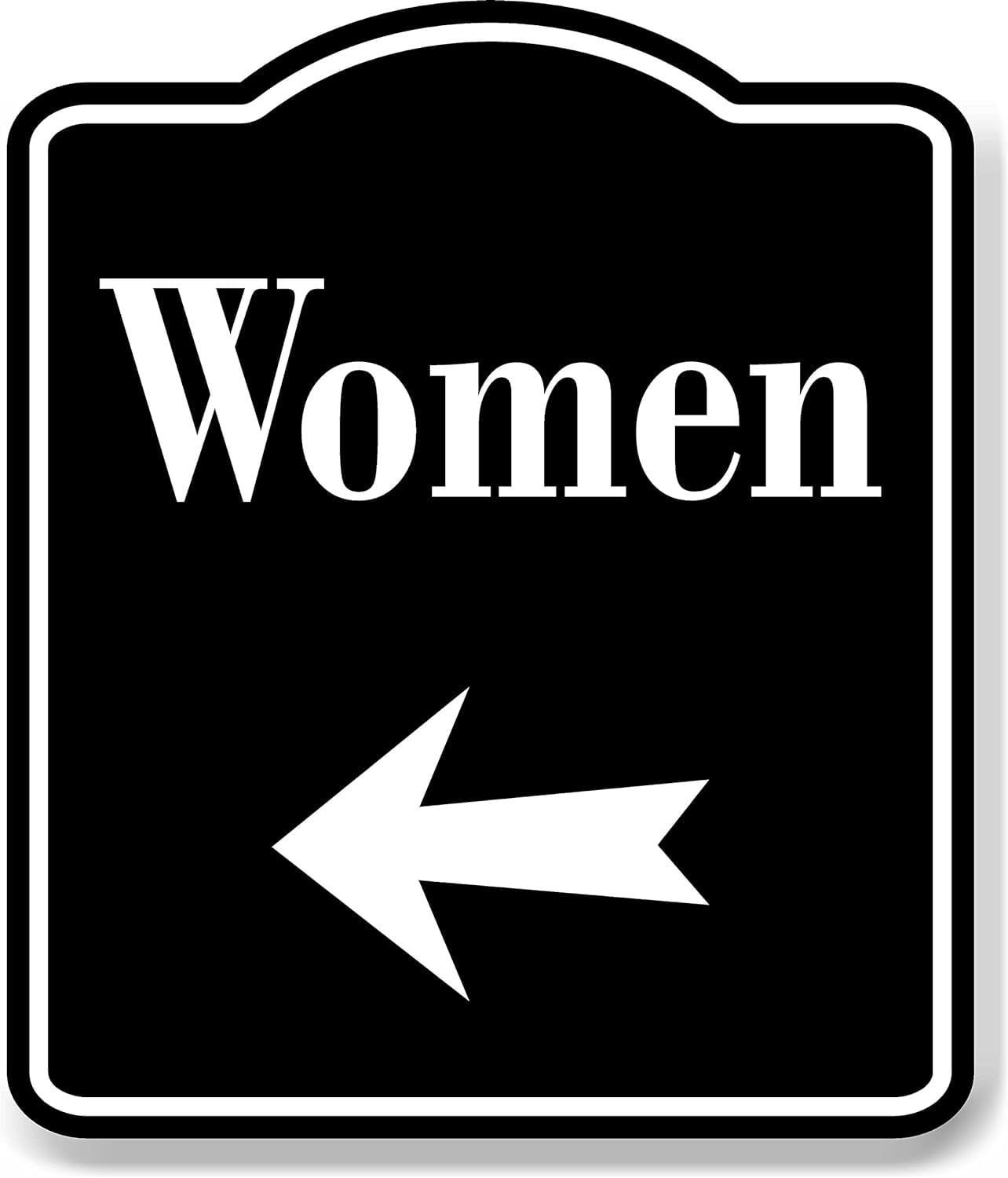 Women Left Arrow BLACK Aluminum Composite Sign, 15