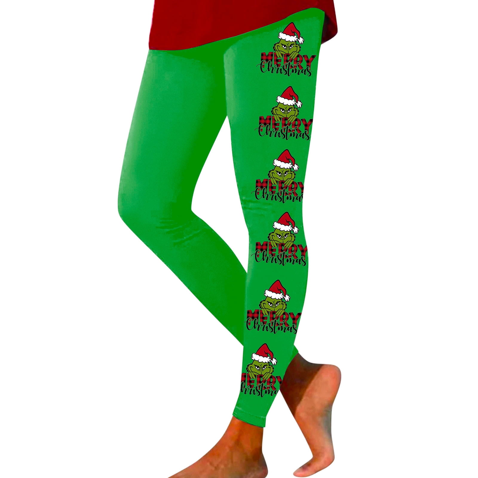 Women Leggings Christmas Grinch Printed Green Cartoon Tights Leggings