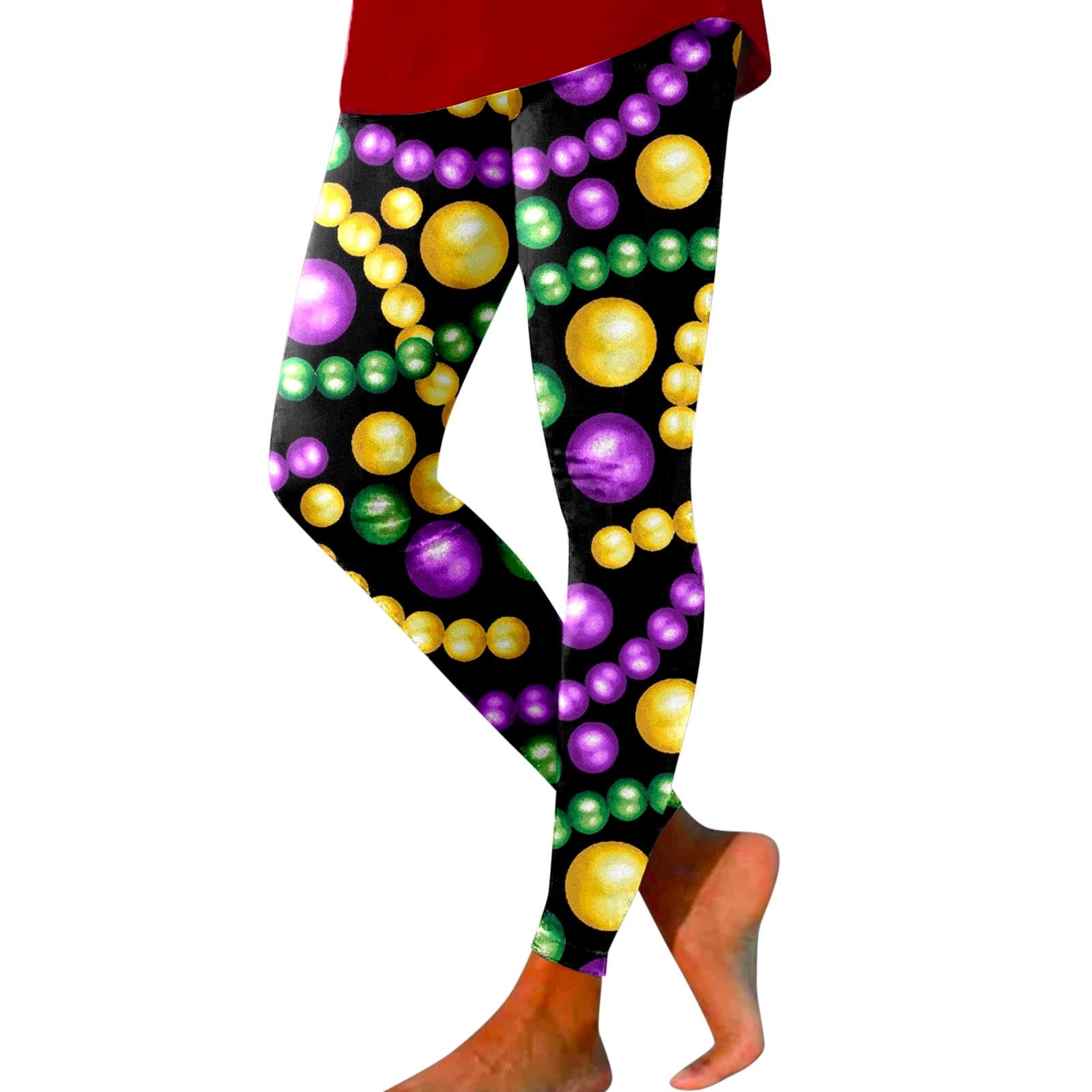 Women Leggings Colorful Print Mardi Gras Carnival Tights Tummy-Control ...