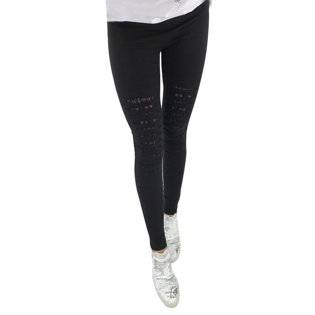 Women Leggings High Waist Stretch Pants Sexy Lace Decorative Leggings