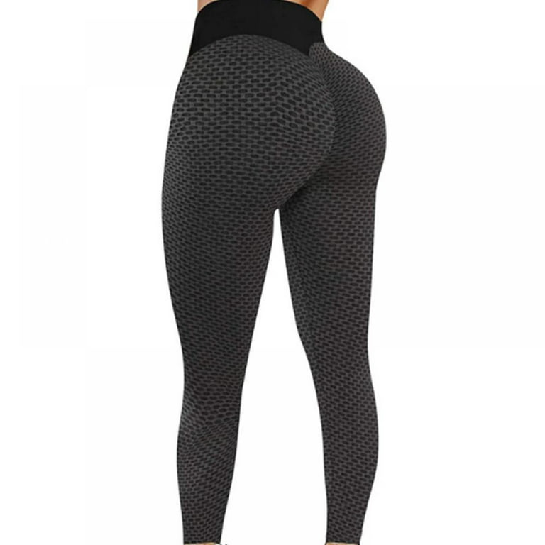 Women Leggings, High Waist Yoga Pants, Booty Bubble Butt Lifting Workout  Running Tights(Black M) 