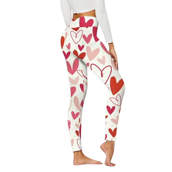 Women Leggings Ladies Yoga Leggings Cute Printed Valentine Day Soft Elastic Comfortable Casual Leggings Y XXL