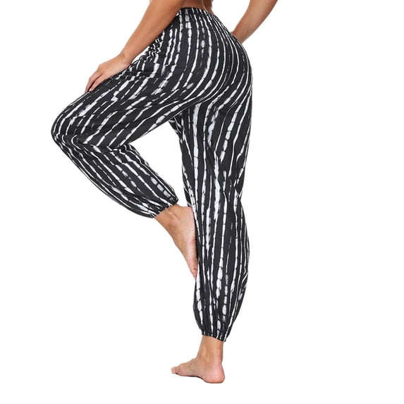 Women Leggings Tummy Control Bloomers Baggy Loose Casual Yoga Pants,Black,2XL