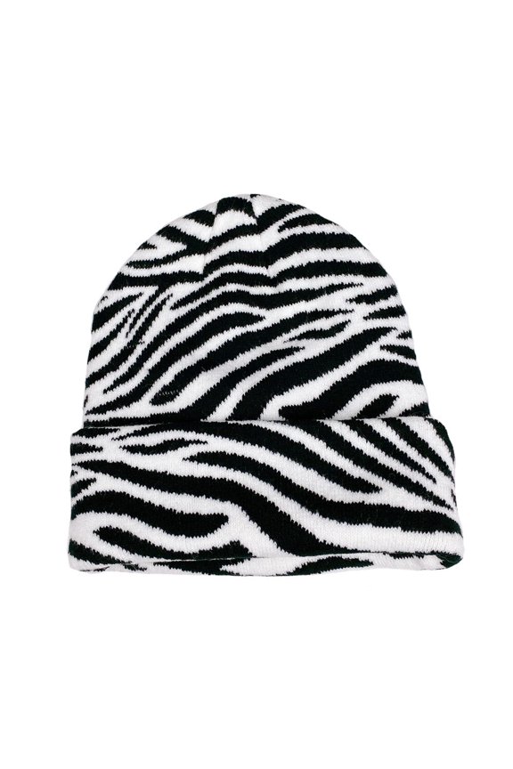 Women Leopard Cow Zebra Beanie Hat Winter Knitted Baggy Slouchy Ski Skull Cap