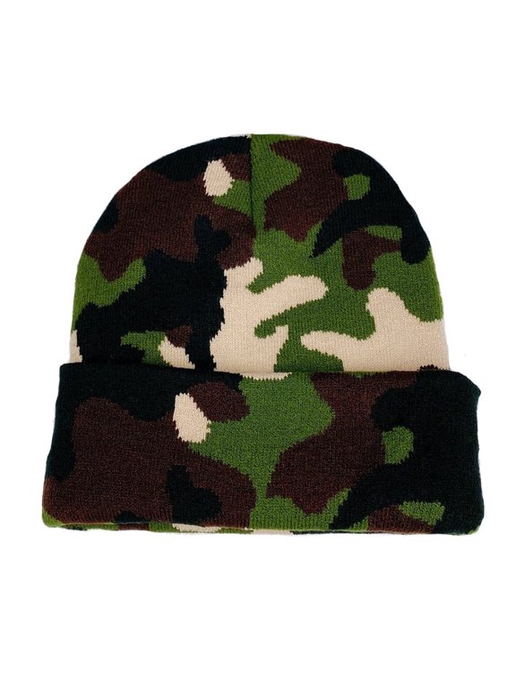 Women Camouflage Beanie Hat Winter Knitted Baggy Slouchy Camo Cap