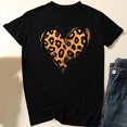 thumbnail image 1 of Women Leopard Heart Tops Short Sleeve Tshirts Loose Basic Tee Tshirt Round Neck Outfit Summer 2025, 1 of 4