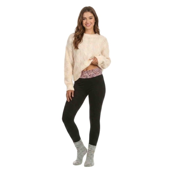 Women "Leopard" High Waist Fold over Fleece Leggings, Pink