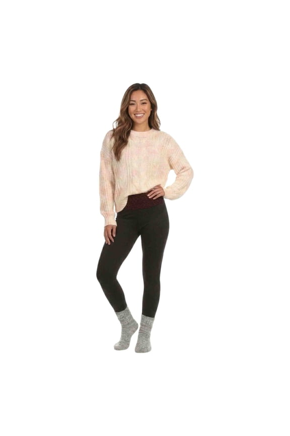 Women "Leopard" High Waist Fold over Fleece Leggings, Wine Red