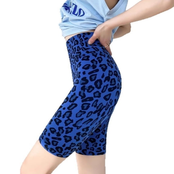 Women Leopard Print Biker Shorts, High Waist Tummy Control Butt Lift Workout Shorts