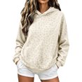 thumbnail image 1 of Women Leopard Print Hoodie Long Sleeve Casual Pullover Sweatshirt Relaxed Fit Soft Hooded Top, 1 of 4