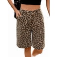thumbnail image 1 of Women Leopard Print Jorts Cheetah Pants Denim Shorts Wide Leg Jeans Y2k Shorts Pants XL, 1 of 9