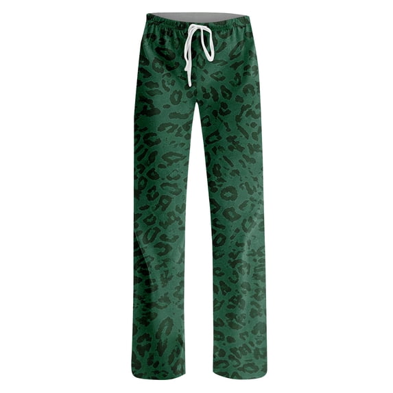 Women Leopard Print Pajama Pants Elastic Waist Lounge Pants Comfy Lightweight Soft Sleepwear Drawstring Casual
