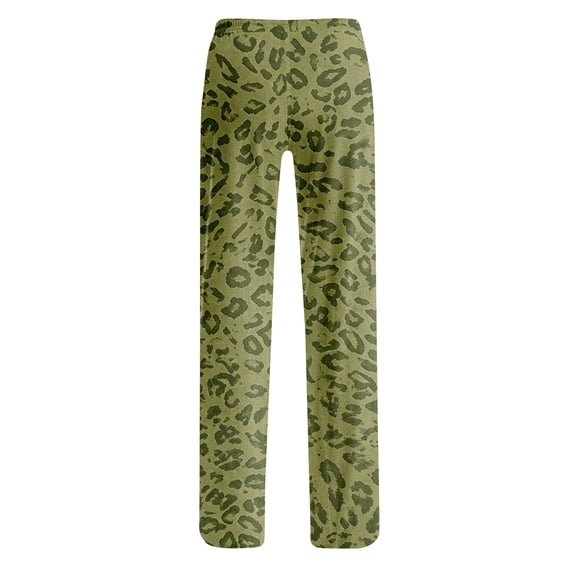 Women Leopard Print Pajama Pants Elastic Waist Lounge Pants Comfy Lightweight Soft Sleepwear Drawstring Casual