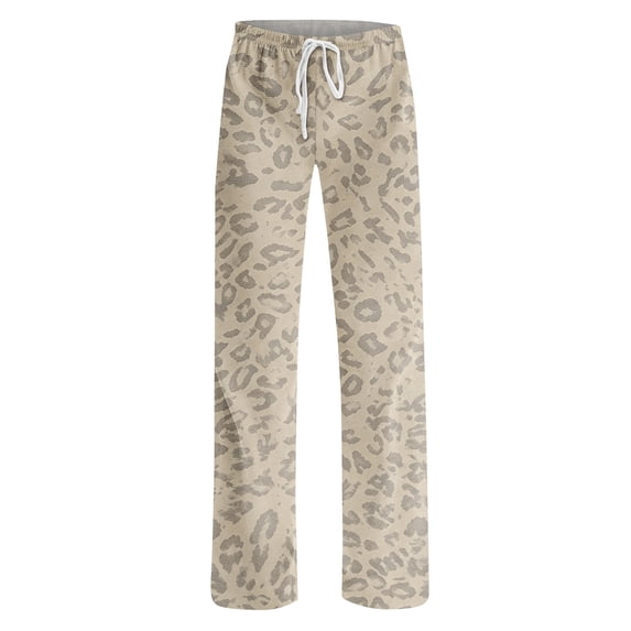 Women Leopard Print Pajama Pants Elastic Waist Lounge Pants Comfy Lightweight Soft Sleepwear Drawstring Casual