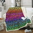 thumbnail image 1 of Women Leopard Print Plush Blanket Chic Rainbow Cheetah Print Fleece Throw Blanket for Sofa Couch Daughter Luxury Colorful Decor Sherpa Blanket Wild Animal Theme Fuzzy Blanket Throw 50"x60", 1 of 6