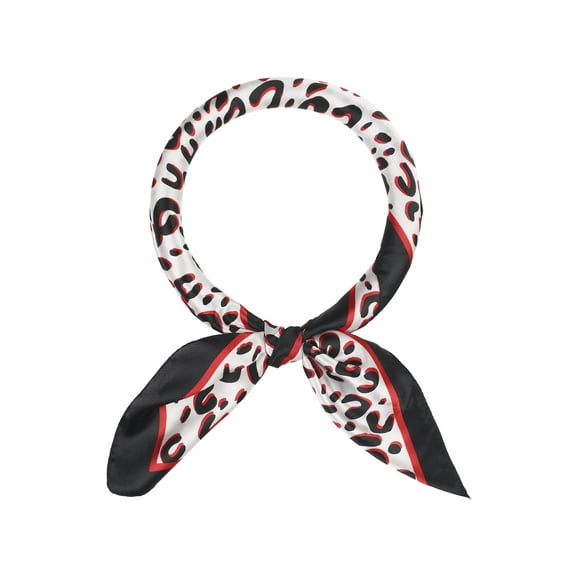 Women Leopard Print Square Satin Scarf, 35" Large Silky Head Wrap Scarves Bandanas