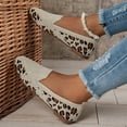 thumbnail image 1 of Women Leopard Print Square Toe Knitted Loafers Breathable Slip On Walking Shoes Lightweight Soft Sole Casual Footwear for Daily Wear, 1 of 4