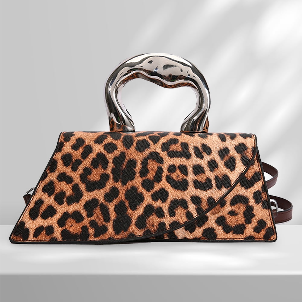 Women Leopard Print Tote Bag Fashion Leather Shoulder Bag Versatile Shopping Bag Coffee Walmart