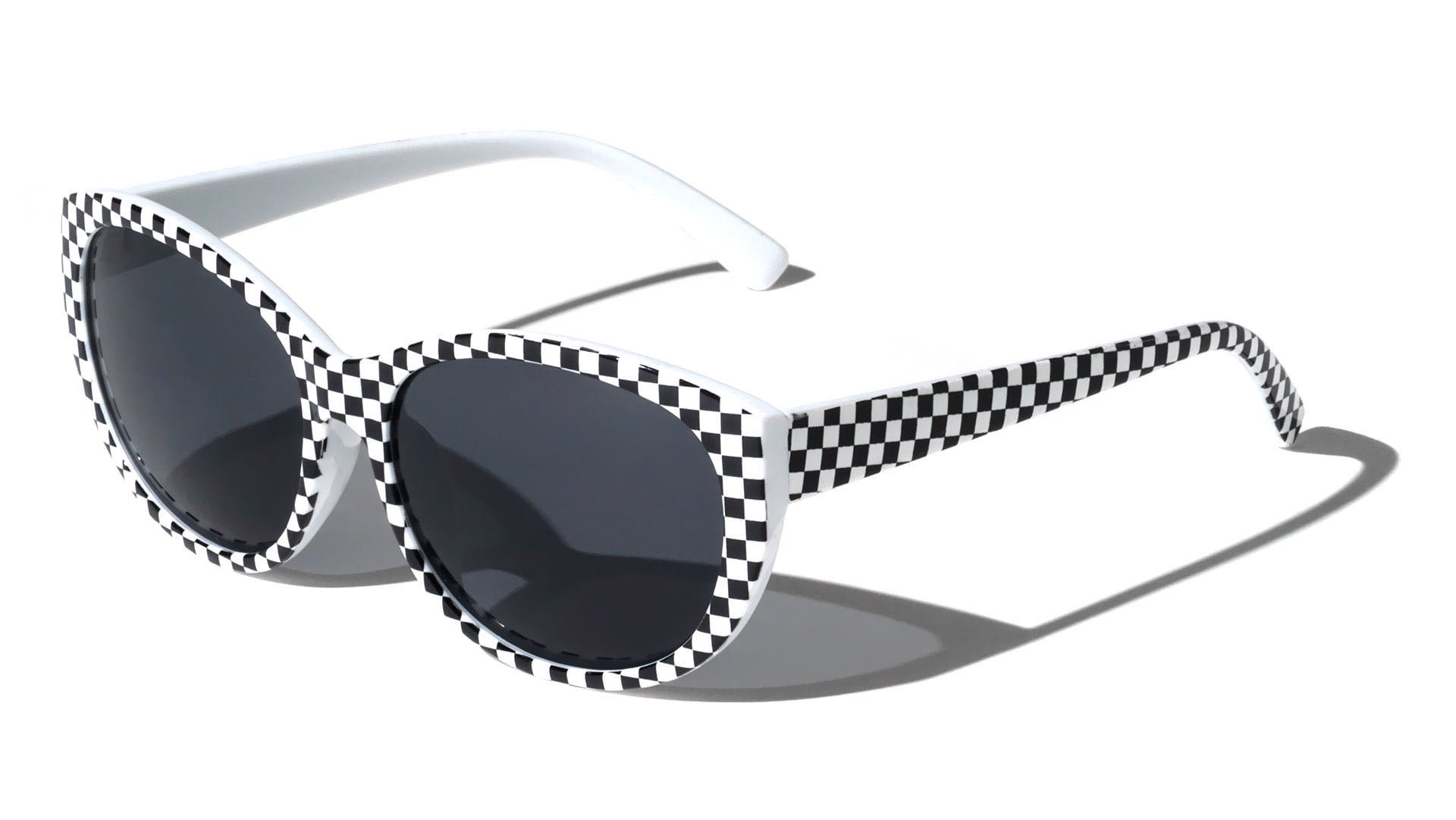 Women Leopard Sunglasses Cateye Vintage Jackie Oval Checker 