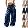 thumbnail image 1 of Women Leopard Sweatpants Baggy Wide Leg Pants Fall Y2K Lounge Sweat Pants with Pockets,Straight Leg, Pull on, Gym,Navy,XL, 1 of 7