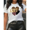 thumbnail image 1 of Women Leopard Tee White S-5XL Fashion Casual Heart Letter Print Short Sleeve Cotton T-Shirt Top Summer, 1 of 5