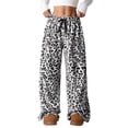 thumbnail image 1 of Women Leopards Print Fleece Sleep Pants Winter Warm Loose Fit Wide Leg Fuzzy Lounges Pants Pajama Bottoms For Home Comfort, 1 of 8