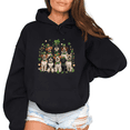 thumbnail image 1 of Women Leprechaun Hat Dog Group St Patricks Day Cotton Graphic Hooded Long-Sleeved Black S-2XL, 1 of 7