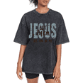 thumbnail image 1 of Women Let Them See Jesus Black Graphic Tee T Shirt Inspirational Christian Apparel Light Fabric Daily Wear Top Short Sleeve Round Neck Black S-2XL Plus Size, 1 of 5