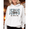 thumbnail image 1 of Women Let Them See Jesus Black Graphic Tee T Shirt Inspirational Christian Apparel Light Fabric Daily Wear Top Hooded long-sleeved White S-2XL, 1 of 6