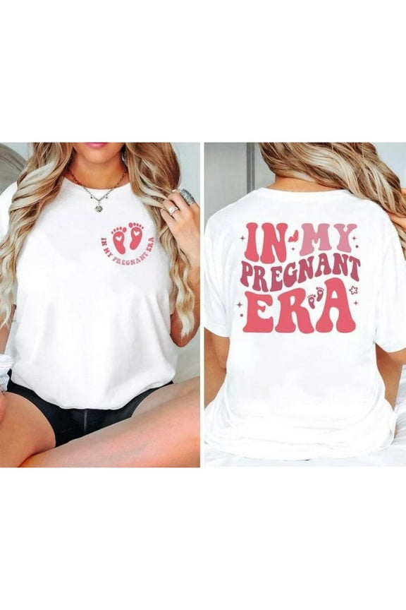 Women Letter Tee Maternity Graphic T Shirt Tops Comfortable Expecting Mom Shirt Short Sleeve Round Neck White S-5XL