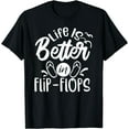 thumbnail image 1 of Women Life is Better In Flip Flops Graphic Blessed Inspirational T-Shirt Black X-Large, 1 of 4