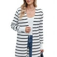 thumbnail image 1 of Women Light Cardigan Sweaters Cardigan Loose Casual Long Sleeve Open Front Breathable Black & White M, 1 of 8