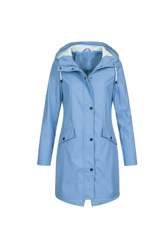 Women Light Rain Jacket Waterproof Active Outdoor Trench Raincoat with Hood Lightweight Plus Size Coats with Pockets