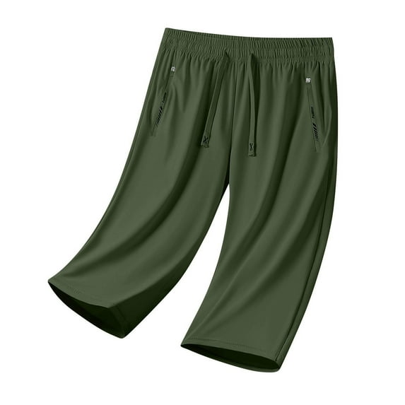 Women Lightweight Capris, Plus Size Ice Silk Cropped Pants for Hiking Workout Loungewear Capris Trousers with Zip Pockets Ladies Cropped Pants with Pockets Green 4XL