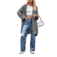 thumbnail image 1 of Women Lightweight Cardigan Sweater Mid Length Solid Color Long Sleeve Open Front Fall Winter Knit Coat Outwear, 1 of 4