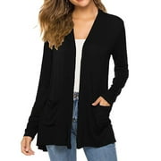 RESICOZY Women Lightweight Cardigan Sweaters with Pocket Long Sleeve Shrugs Casual Solid Color Open Front Cardigan