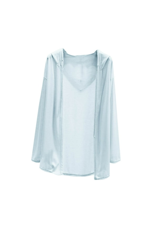 Women Lightweight Casual Hoodie Cardigans See Through Solid Color Open Front Cardigan Sweater Kimono for Summer Fall