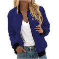 thumbnail image 1 of Women Lightweight Jacket Casual Zip Up Long Sleeve Coat Spring Fall Solid Color Trendy Work Clothes With Pockets Dark Blue M, 1 of 5