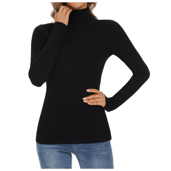 Women Lightweight Knit Vest Stretchy Turtleneck Tops