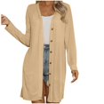 thumbnail image 1 of Women Lightweight Long Sleeve Cardigan Ribbed Neckline Soft Knit Button Down Loose Open Front Outwear Sweater, 1 of 5