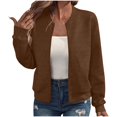 thumbnail image 1 of Women Lightweight Long Sleeve Zip Up Jacket Casual Loose Bomber Quilted Hoodie Outwear Coat Fall 2025 Full Sweatshirt, 1 of 7