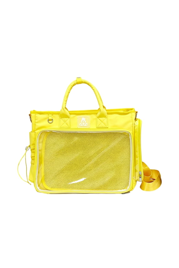 Women Lightweight Nylon Shoulder Purse Large Capacity Versatile Ita Bag with Adjustable Strap for Daily (Yellow)