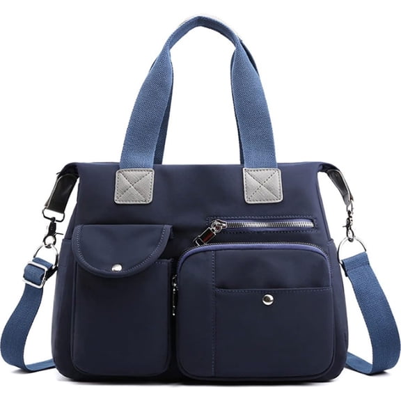 Women Lightweight Nylon Tote Bag Multiple Pockets Top Handle Handbag Ladies Work Purse Travel Crossbody Shoulder Bag
