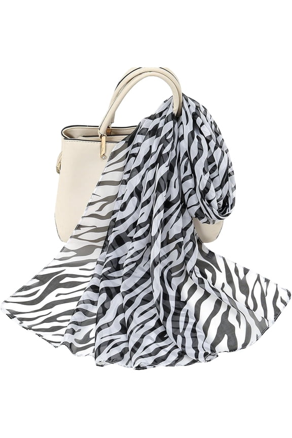Women-Lightweight-Silk-Shawls-Scarf with Leopard Zebra Print for Summer-UV-Protection