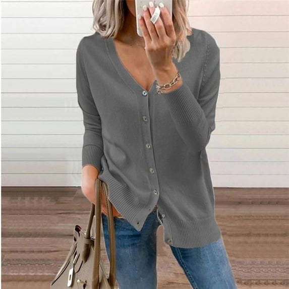 Women Lightweight Summer Cardigans Open Front Casual Solid Color Long Sleeve Knit Sweater Cover Up with Pockets